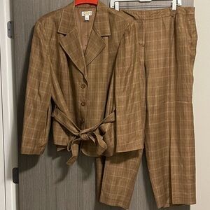 Y2K Talbots Plaid Pantsuit - Silk & Linen Blend - Size 22W